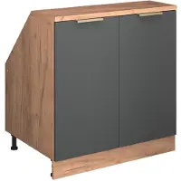 Vicco R-Line Keukenkast voor schuine wand – 80 cm met 2 deuren, kastromp 60 cm diepte Antraciet-goud