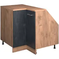 Vicco R-Line Hoekkeukenkast voor schuine wand – 75.6 cm met 1 deur, kastromp 60 cm diepte Zwart beton
