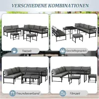 Laura Tuinmeubelset 5 Personen Aluminium Lounge Set met Verstelbare Rugleuning, Inclusief Kussens en Salontafel – Modern Grijs Buitenmeubilair voor Tuin, Balkon en Terras – 5-delige Loungeset