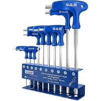 Unyqoos Zeskantsleutelset HX, T-handvat, met kogelkop, metalen gereedschapshouder, 10 stuks, 2-10 mm, metrisch.