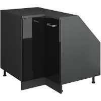 Vicco R-Line Hoekkeukenkast voor schuine wand – 75.6 cm met 1 deur, kastromp 60 cm diepte Zwart hoogglans