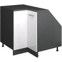 Vicco R-Line Hoekkeukenkast voor schuine wand – 75.6 cm met 1 deur, kastromp 60 cm diepte Wit Hoogglans