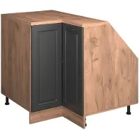 Vicco R-Line Hoekkeukenkast voor schuine wand – 75.6 cm met 1 deur, kastromp 60 cm diepte Antraciet landhuis