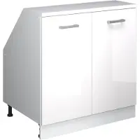 Vicco R-Line Keukenkast voor schuine wand – 80 cm met 2 deuren, kastromp 60 cm diepte Wit Hoogglans
