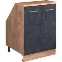 Vicco R-Line Keukenkast voor schuine wand – 60 cm met 2 deuren, kastromp 60 cm diepte Zwart beton