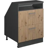 Vicco R-Line Keukenkast voor schuine wand – 60 cm met 2 laden, kastromp 60 cm diepte Artisanaal eiken