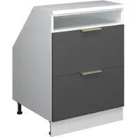 Vicco R-Line Keukenkast voor schuine wand – 60 cm met 2 laden, kastromp 60 cm diepte Antraciet-goud
