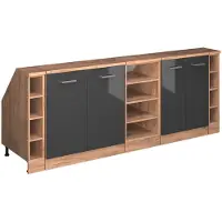 Vicco R-Line Keukenkast voor schuine wand – 210 cm Set van 5 kastrompen 60 cm diepte Antraciet Hoogglans