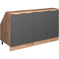 Vicco R-Line Keukenkast voor schuine wand – 140 cm Set van 2 kastrompen 60 cm diepte Antraciet-goud