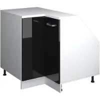 Vicco R-Line Hoekkeukenkast voor schuine wand – 75.6 cm met 1 deur, kastromp 60 cm diepte Zwart hoogglans