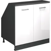 Vicco Rion Kast voor schuine wand – 80 x 81.6 cm met 2 deuren, kastromp 60 cm diepte Wit Hoogglans