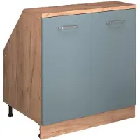 Vicco Rion Kast voor schuine wand – 80 x 81.6 cm met 2 deuren, kastromp 60 cm diepte Blauw-grijs