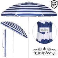 Kingsleeve Parasol Cyprus Blauw/Wit 180cm UV-bescherming 50+ Kantelfunctie