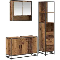 vidaXL Badkamermeubel Set 3 st Oud Hout 35 x 37,5 x 166 cm