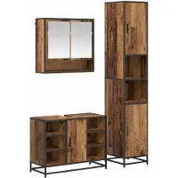 vidaXL Badkamermeubel Set 3 st Oud Hout Bewerkt hout