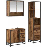 vidaXL Badkamermeubel Set met lade 3 pcs Oud Hout Bewerkt hout