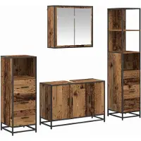vidaXL Badkamermeubel Set 4 st Oud Hout 90 x 33 x 60 cm Bewerkt hout