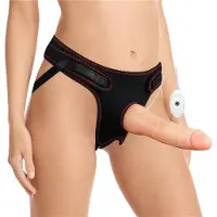 Lovetoy - Voorbind Vibrator - Met Afstandsbediening - 19cm Lengte - 5cm Diameter - Kleur: Flesh / Blank