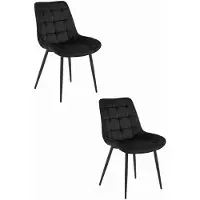 Leobert Chaise - - Bera - Fluweel, zwart/Poten, zwart - 54 x 60 x 88 cm - Set van 2