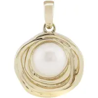 Cavill - Tijdloze Zilveren Hanger - 925 Sterling Zilver - Witte 9mm Ronde Zoetwaterkweekparel - Elegante Parelsieraden - Glanzend Accessoire