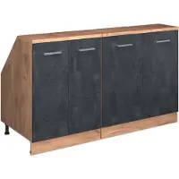 Vicco R-Line Keukenkast voor schuine wand – 140 cm Set van 2 kastrompen 60 cm diepte Zwart beton