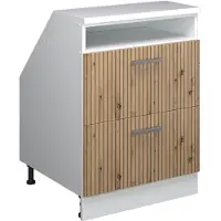 Vicco R-Line Keukenkast voor schuine wand – 60 cm met 2 laden, kastromp 60 cm diepte Artisanaal eiken
