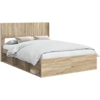 vidaXL Bedframe met opbergruimte en hoofdbord Sonoma Eiken