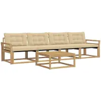 vidaXL Buiten bank set 5 st Wit en Beige