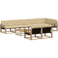 vidaXL Buiten bank set 9 st Wit en Beige