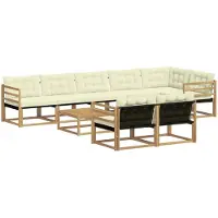 vidaXL Buiten bank set 9 st Wit en crèmekleurig