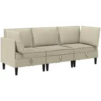 vidaXL Woonkamer Meubelset 3 st Zand Stof