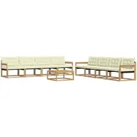 vidaXL Buiten bank set 9 st Wit en crèmekleurig