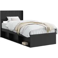 vidaXL Bedframe met opbergruimte en hoofdbord Zwart 90 x 190 cm