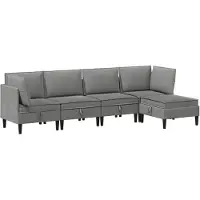 vidaXL Woonkamer Meubelset 5 st Donkergrijs Stof