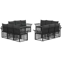 vidaXL Buiten bank set 12 st Zwart en Donker Grijs Polyester