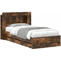vidaXL Bedframe met opbergruimte en hoofdbord met lade Gerookt eiken