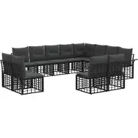 vidaXL Buiten bank set 12 st Zwart en Donker Grijs Polyester