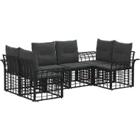 vidaXL Buiten bank set 6 st Zwart en Donker Grijs Polyester