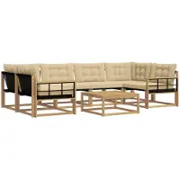 vidaXL Buiten bank set 7 pcs Wit en Beige 79 x 79 x 37 cm