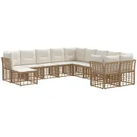 vidaXL Buiten bank set 11 st Natuurlijk en Crème Wit Polyester