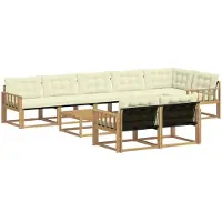vidaXL Buiten bank set 9 st Wit en crèmekleurig