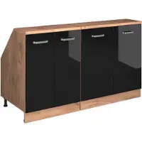 Vicco R-Line Keukenkast voor schuine wand – 140 cm Set van 2 kastrompen 60 cm diepte Zwart hoogglans