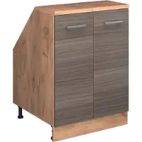 Vicco R-Line Keukenkast voor schuine wand – 60 cm met 2 deuren, kastromp 60 cm diepte Edel grijs