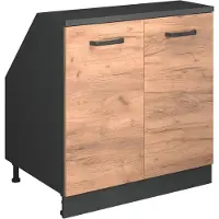 Vicco R-Line Keukenkast voor schuine wand – 80 cm met 2 deuren, kastromp 60 cm diepte Krachtige eik goud