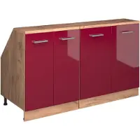 Vicco R-Line Keukenkast voor schuine wand – 140 cm Set van 2 kastrompen 60 cm diepte Rode hoogglans