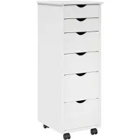 vidaXL Rollende kast 34 x 39 x 93,5 cm Massief vurenhout Wit