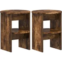 vidaXL Bijzetkast 2 st Gerookte Eik Ø40 x 50 cm Geconstrueerd hout