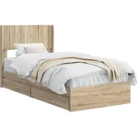 vidaXL Bedframe met opbergruimte en hoofdbord Sonoma Eiken 90 x 190 cm