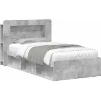 vidaXL - Bedombouw - met - opslag - Betongrijs - 90 - x - 200 - cm - Bewerkt - hout