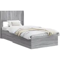 vidaXL - Bedframe - met - opbergruimte - en - hoofdbord - Grijs - Sonoma - 75 - x - 190 - cm